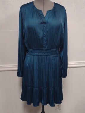 Simply Vera Vera Wang Teal Long-Sleeve Pleated Dress